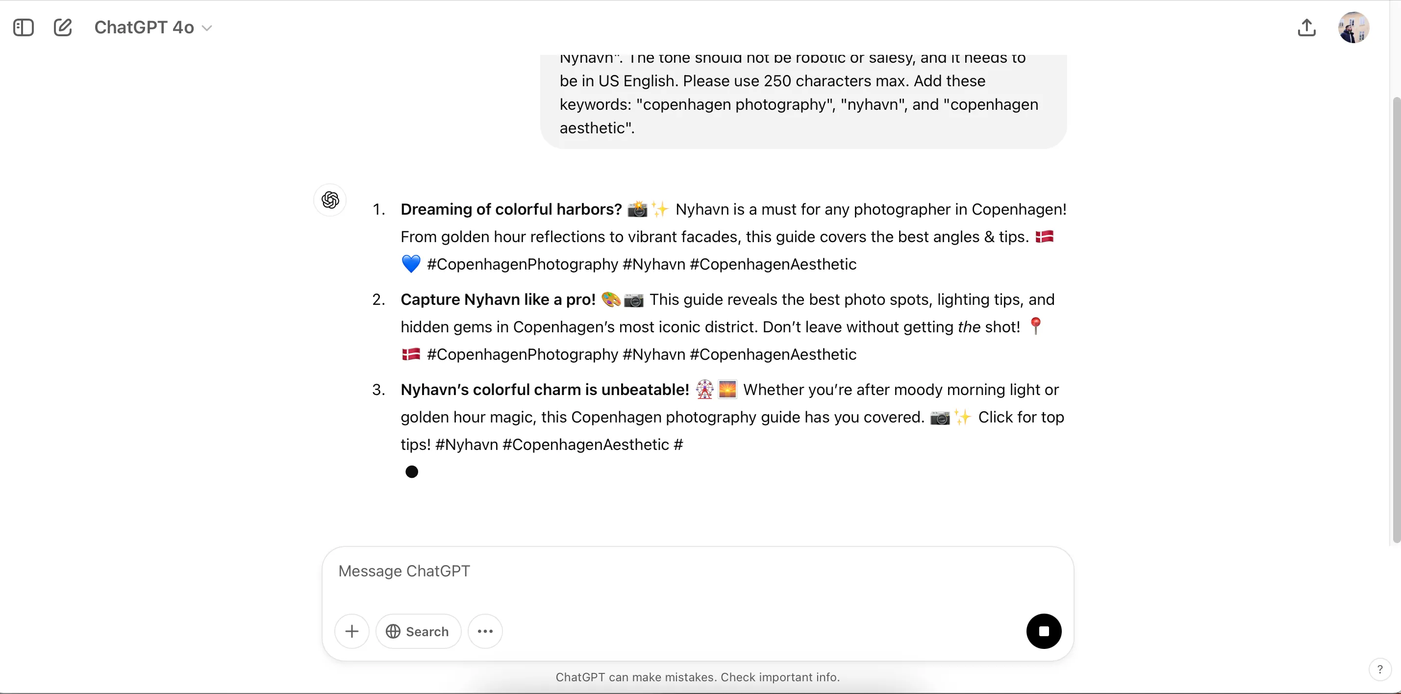 Ví dụ về ChatGPT tạo nội dung bài đăng Pinterest dựa trên yêu cầu cụ thể của người dùng cho một bài viết blog