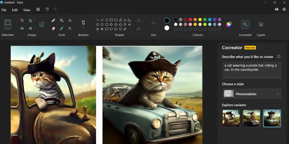 Ví dụ về hình ảnh được tạo bằng tính năng Cocreator trong Paint trên Copilot+ PC
