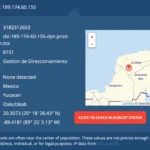 Vị trí địa lý được xác định qua địa chỉ IP trên trang whatismyip