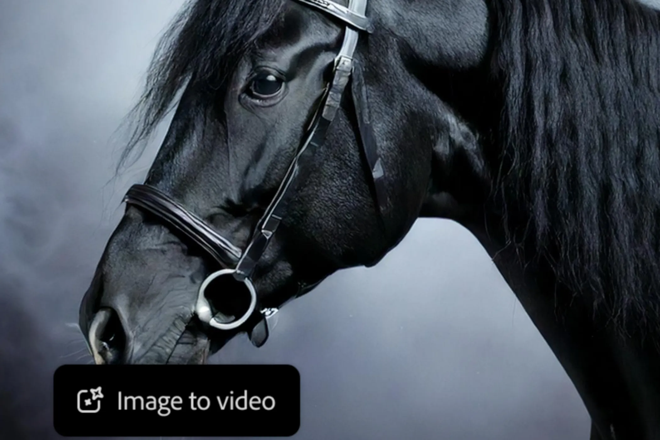 Video AI tạo sinh từ văn bản của Adobe Firefly với hình ảnh chú ngựa trong sương mù