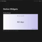 Widget Notion Streak hiển thị chuỗi ngày hoạt động liên tục trong Notion