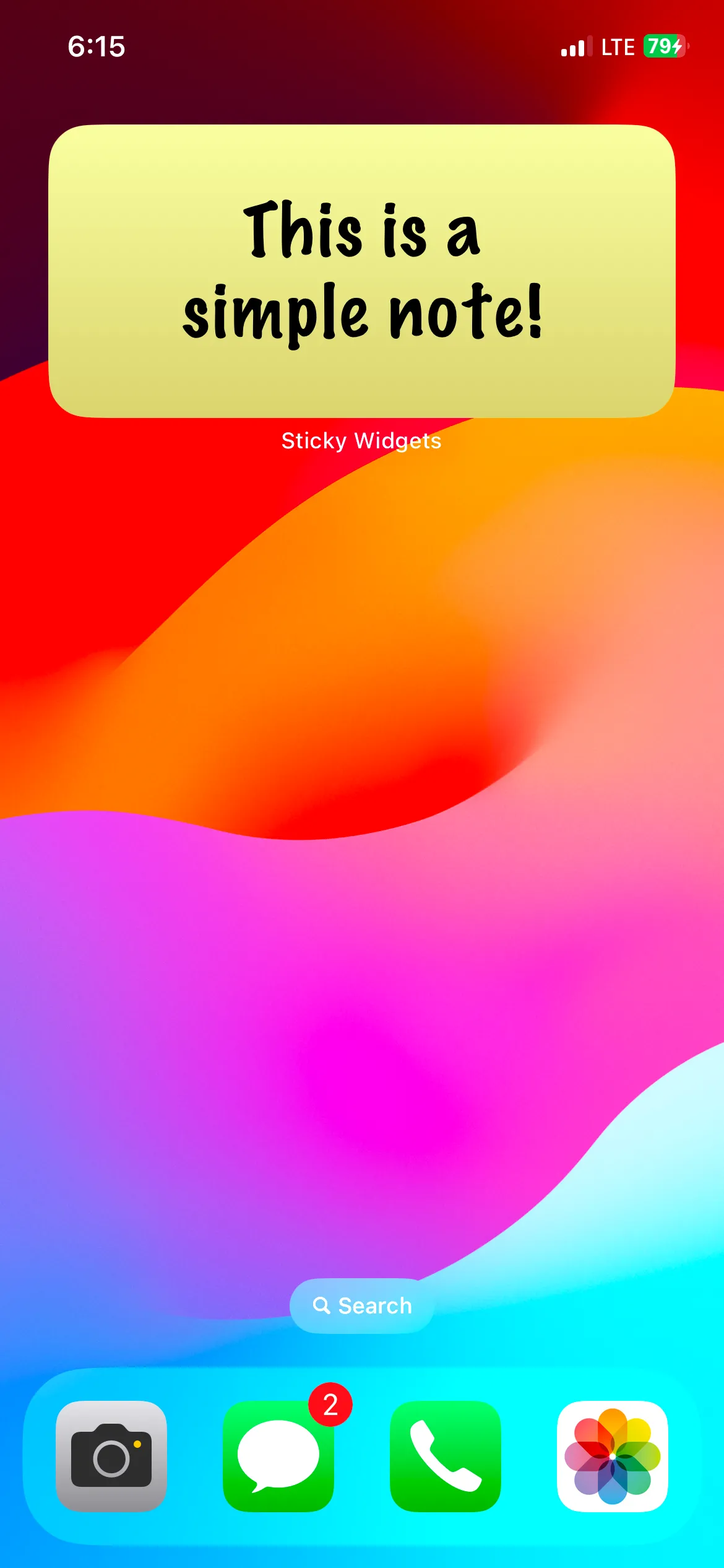 Widget Sticky Widgets với ghi chú dán tùy chỉnh màu sắc và phông chữ trên màn hình iPhone.
