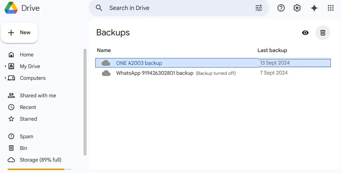 Xóa các bản sao lưu điện thoại cũ từ Google Drive để giải phóng không gian lưu trữ